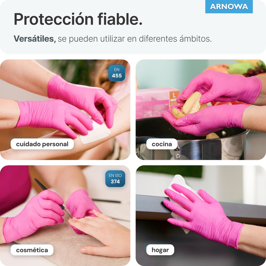 100x ARNOMED® Guantes nitrilo talla L Negro, Guantes desechables quirurgicos y laboratorio, Luvas nitrilo descartaveis sin polvo y látex, Manoplas nitrilo en XS, S, M, L, XL, XXL