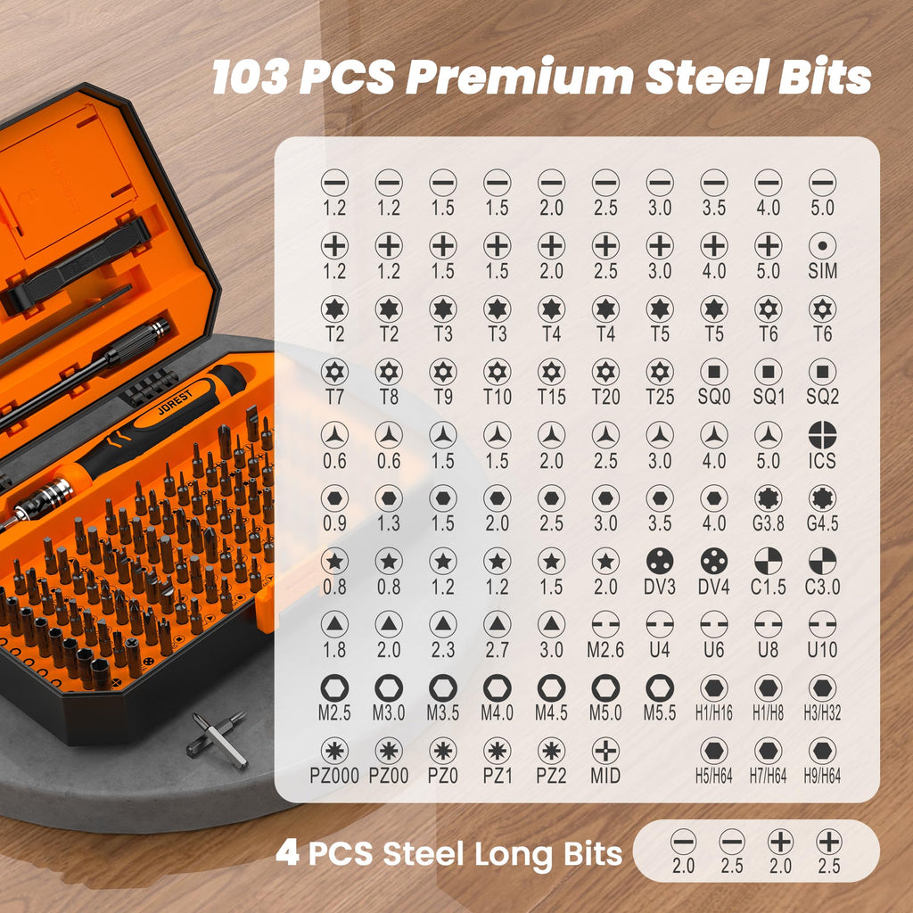 JOREST 40Pcs Destornilladores Precision Kit, Set Herramientas con Torx T1 T2 T3 T4 T5, TR6 T7 T8 T9 T10 T15, Triwing Y00, P2/P5, -1.0/2.0, etc, per Switch, PS4, Joycon, Xbox, PC, Mac, Laptop, Gafas
