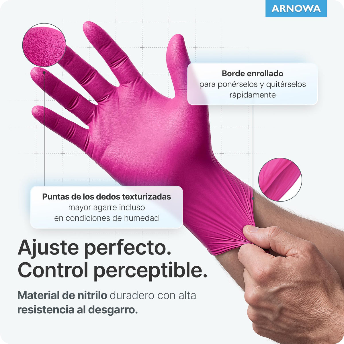 100x ARNOMED® Guantes nitrilo talla L Negro, Guantes desechables quirurgicos y laboratorio, Luvas nitrilo descartaveis sin polvo y látex, Manoplas nitrilo en XS, S, M, L, XL, XXL