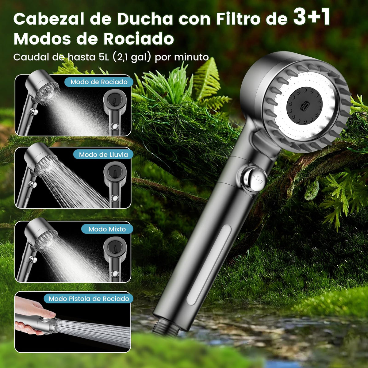 MEKO Alcachofa de Ducha con Filtro de 15 Pasos, Manguera, Alta Presión