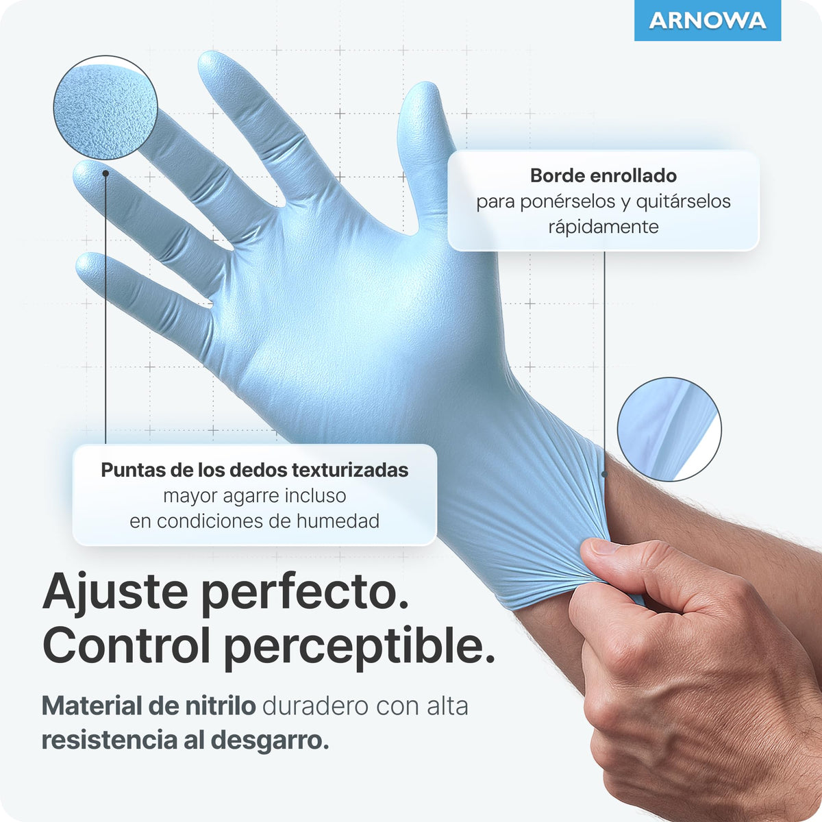100x ARNOMED® Guantes nitrilo talla L Negro, Guantes desechables quirurgicos y laboratorio, Luvas nitrilo descartaveis sin polvo y látex, Manoplas nitrilo en XS, S, M, L, XL, XXL