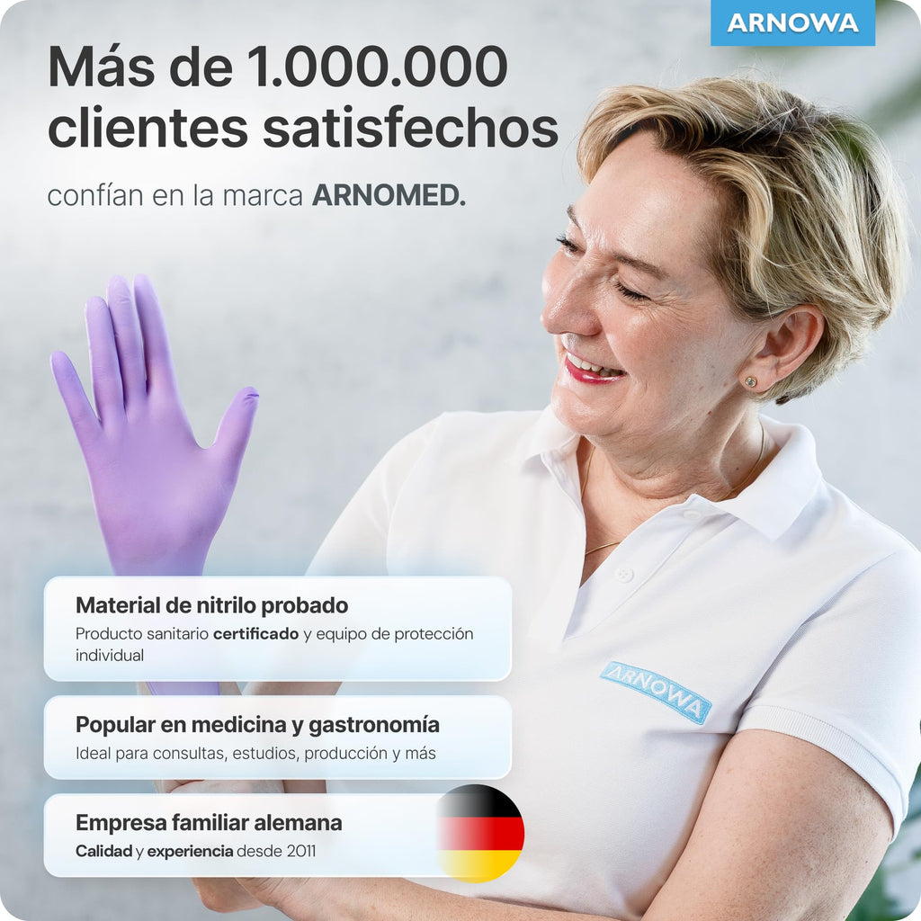 100x ARNOMED® Guantes nitrilo talla L Negro, Guantes desechables quirurgicos y laboratorio, Luvas nitrilo descartaveis sin polvo y látex, Manoplas nitrilo en XS, S, M, L, XL, XXL