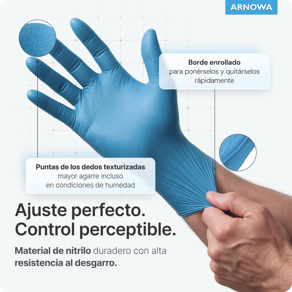 100x ARNOMED® Guantes nitrilo talla L Negro, Guantes desechables quirurgicos y laboratorio, Luvas nitrilo descartaveis sin polvo y látex, Manoplas nitrilo en XS, S, M, L, XL, XXL