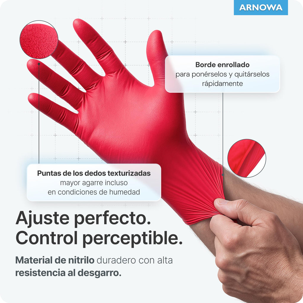 100x ARNOMED® Guantes nitrilo talla L Negro, Guantes desechables quirurgicos y laboratorio, Luvas nitrilo descartaveis sin polvo y látex, Manoplas nitrilo en XS, S, M, L, XL, XXL