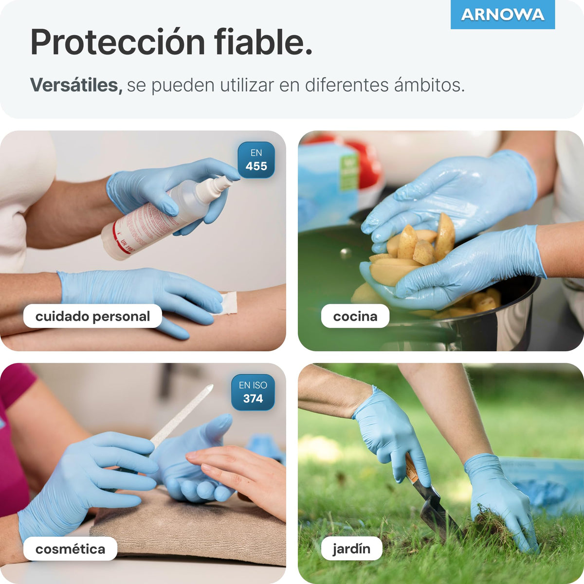 100x ARNOMED® Guantes nitrilo talla L Negro, Guantes desechables quirurgicos y laboratorio, Luvas nitrilo descartaveis sin polvo y látex, Manoplas nitrilo en XS, S, M, L, XL, XXL