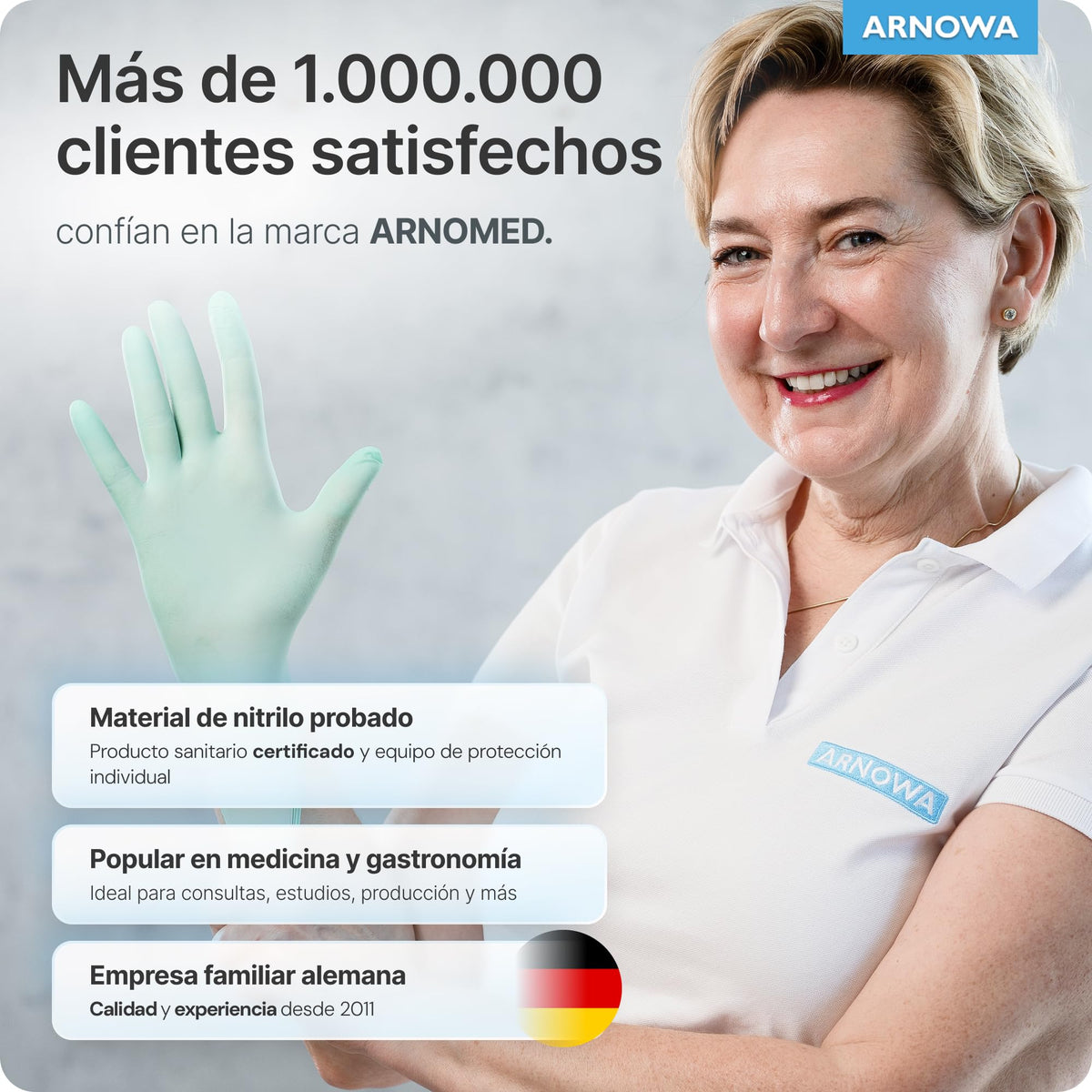 100x ARNOMED® Guantes nitrilo talla L Negro, Guantes desechables quirurgicos y laboratorio, Luvas nitrilo descartaveis sin polvo y látex, Manoplas nitrilo en XS, S, M, L, XL, XXL