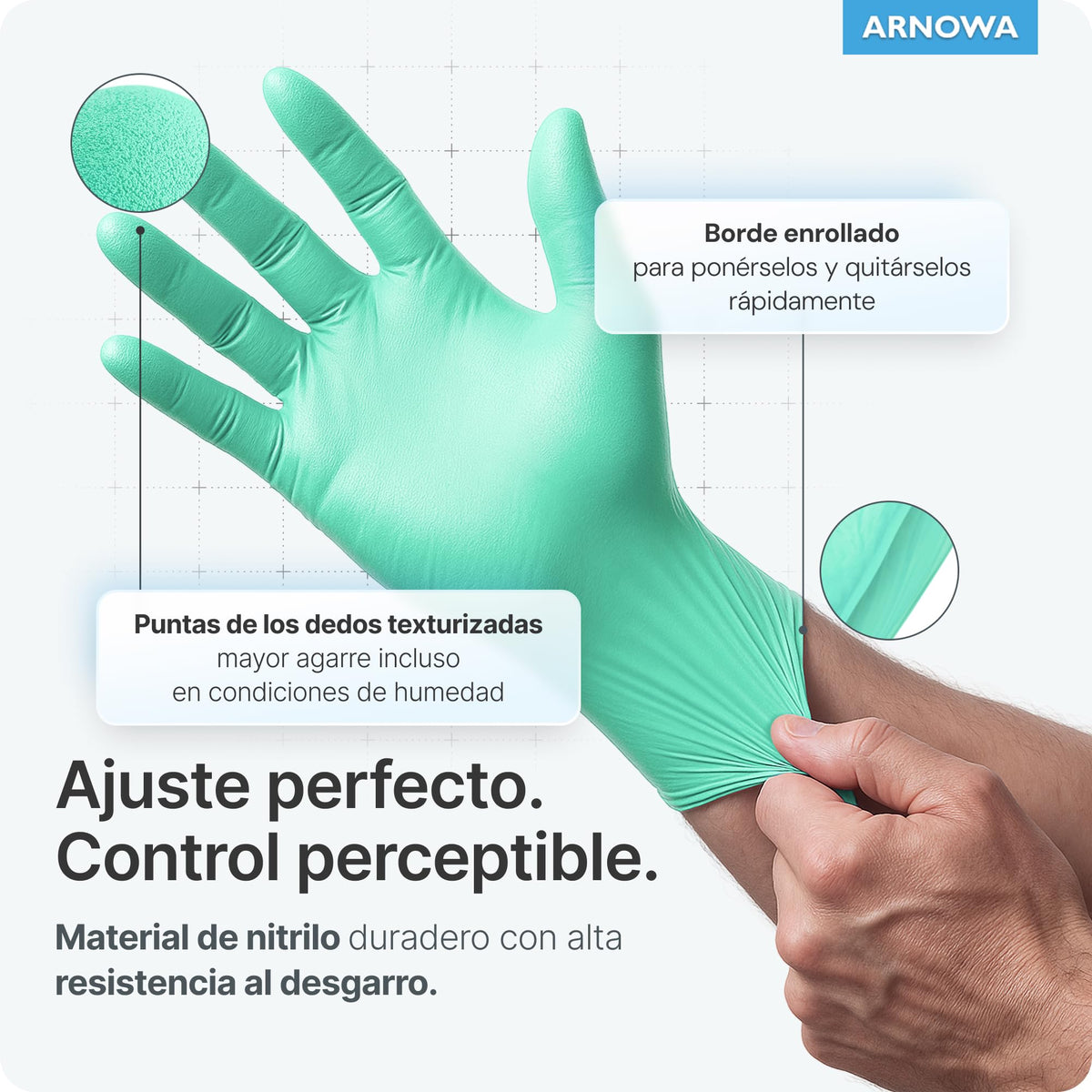 100x ARNOMED® Guantes nitrilo talla L Negro, Guantes desechables quirurgicos y laboratorio, Luvas nitrilo descartaveis sin polvo y látex, Manoplas nitrilo en XS, S, M, L, XL, XXL