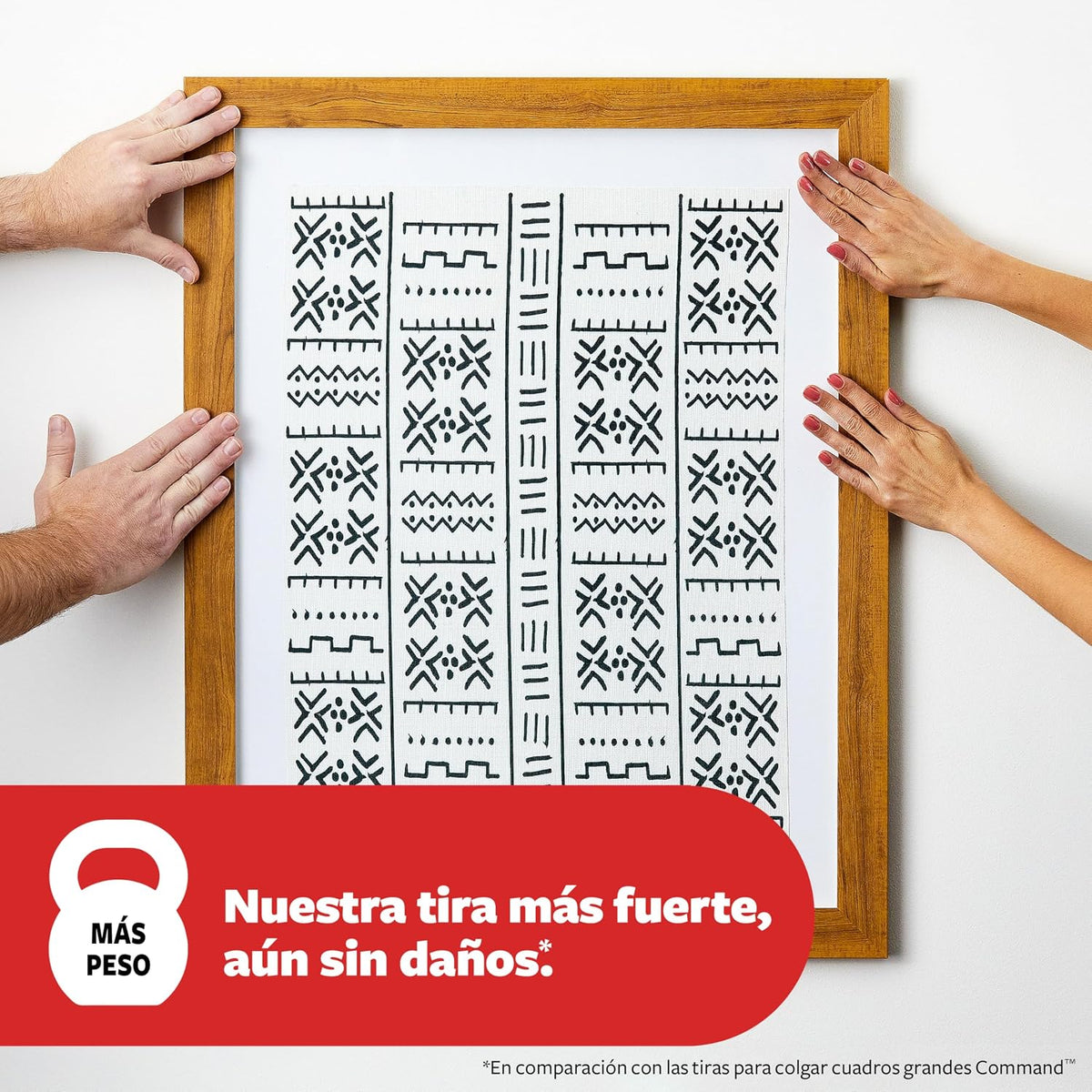 Command Tiras Adhesivas para Colgar Cuadros, 8 pares Grandes/4 pares Medianas, Blancas - Para Marcos, Espejos, Letreros, o Relojes de Pared - Colgar Sin Agujeros y Sin Taladrar