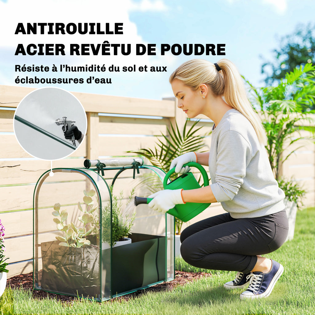 Mini Serre avec Sac de Plantation, Serre Portable avec porte enroulable, 68 x 50 x 70 cm, Vert Foncé