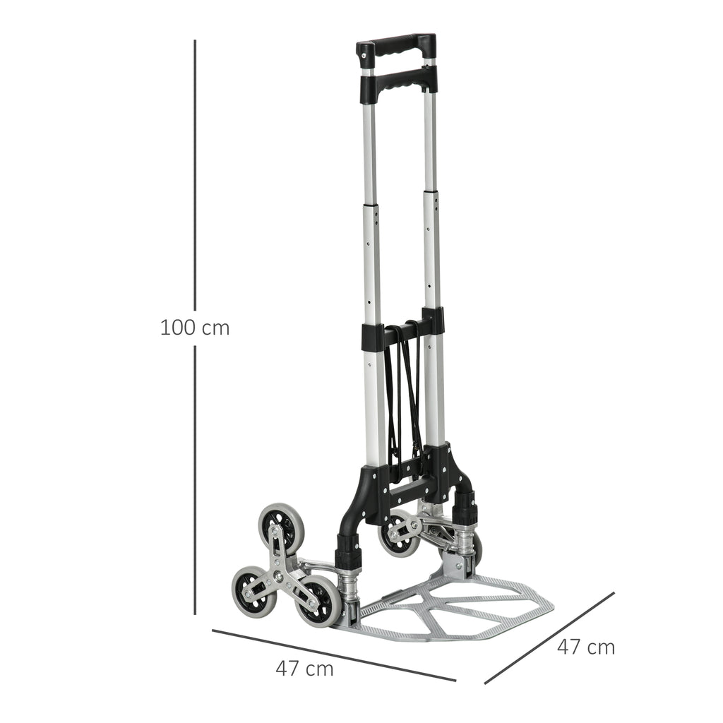 Diable escalier pliant en aluminium avec 6 roues et sangle - charge de 70 kg avec - argent et noir-2