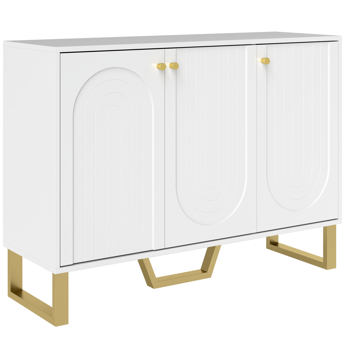 Buffet de salon avec placard à portes et étagère réglable, 106,5 x 35 x 77,5 cm, blanc