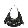 BOLSO DE HOMBRO CON RECORTE GEOMÉTRICO (NEGRO)