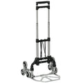 Diable escalier pliant en aluminium avec 6 roues et sangle - charge de 70 kg avec - argent et noir-0
