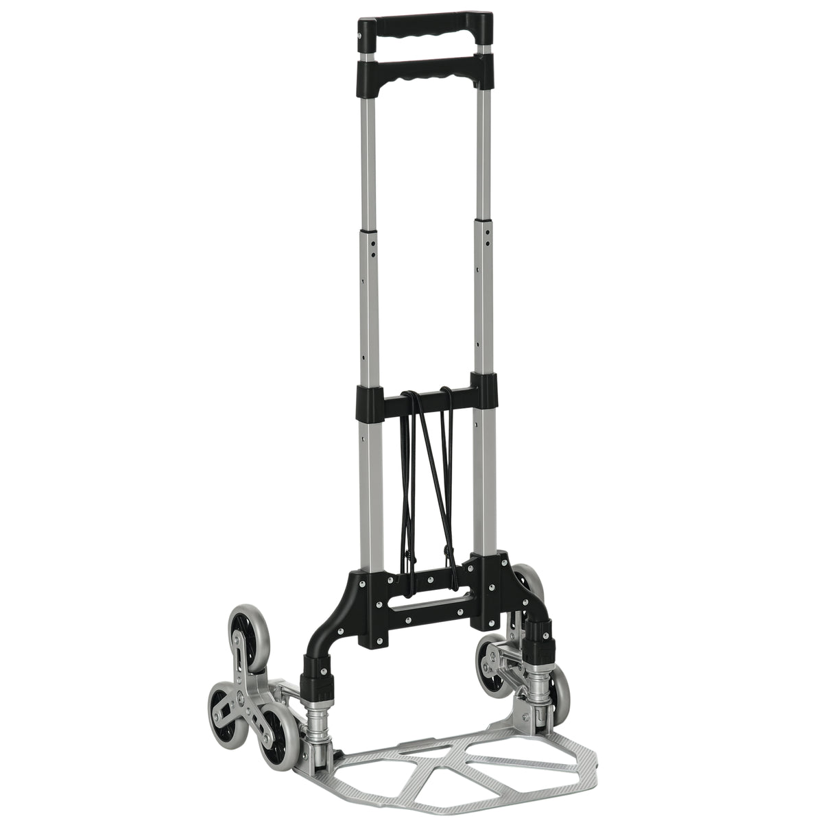 Diable escalier pliant en aluminium avec 6 roues et sangle - charge de 70 kg avec - argent et noir-0