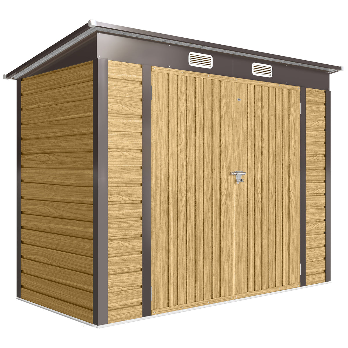 Abri de Jardin en Métal 3 m² Facile à Monter, Cabane de Jardin Structure en Acier Galvanisé Améliorée, Chêne