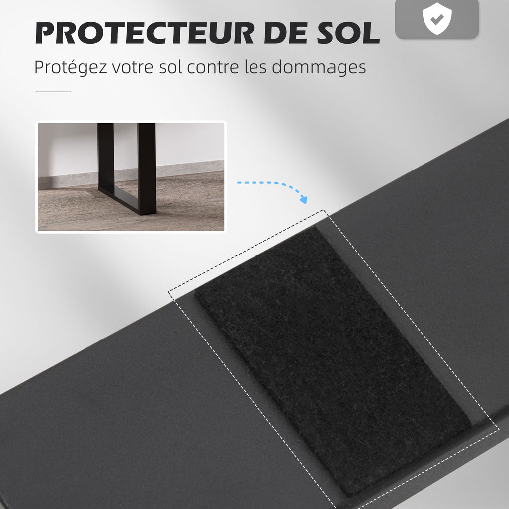 Lot de 2 pieds rectangulaires en acier noir pour table - hauteur 72 cm - design contemporain