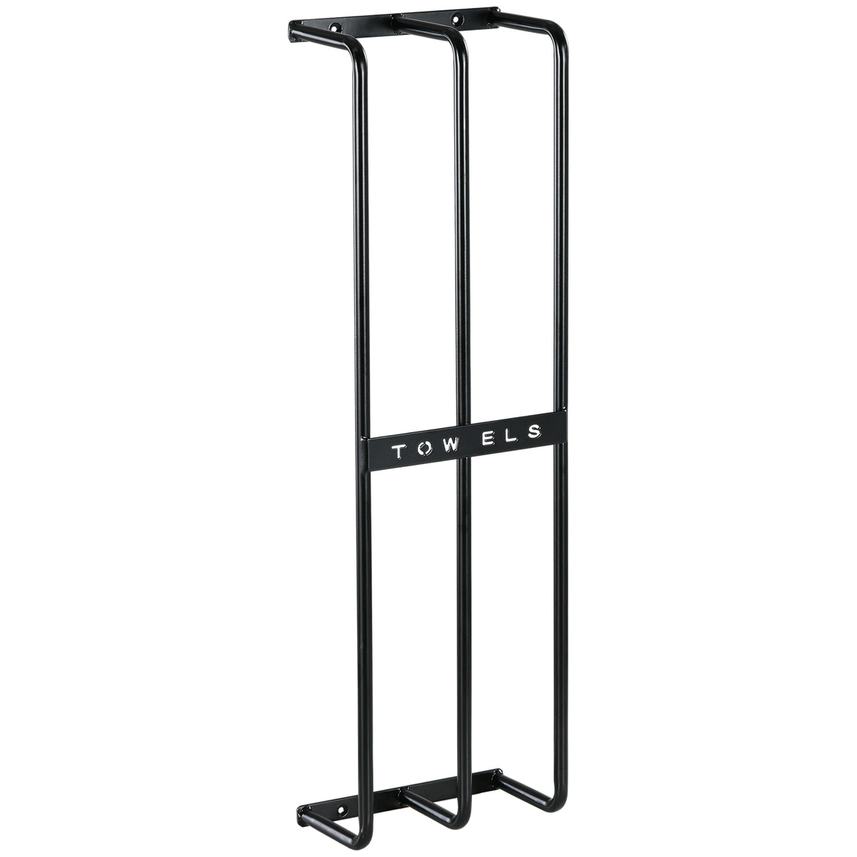 Porte serviettes mural 3 barres en métal noir - peut contenir jusqu'à 6 serviettes, dim. 21l x 12P x 74H cm