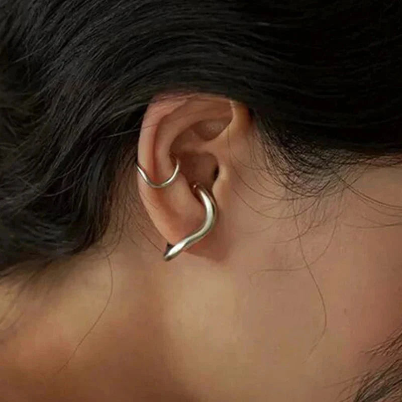 Punk Irregular Geometric Ear Cuff Earrings for Women Non-Piercing Metal Ear Clip Earring Fake Cartilage Fashion Jewelry Party