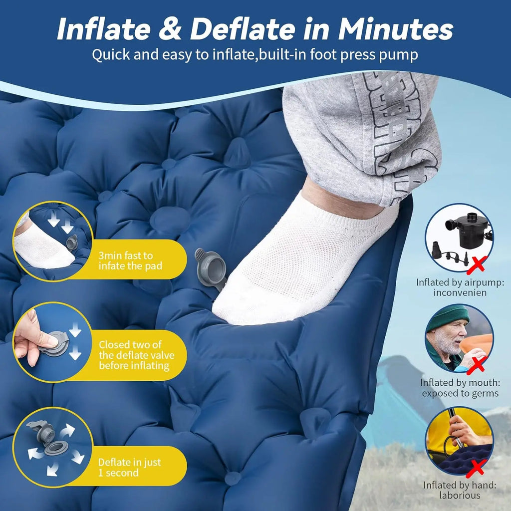 Double Inflatable Camping Waterproof Air Mat Blue