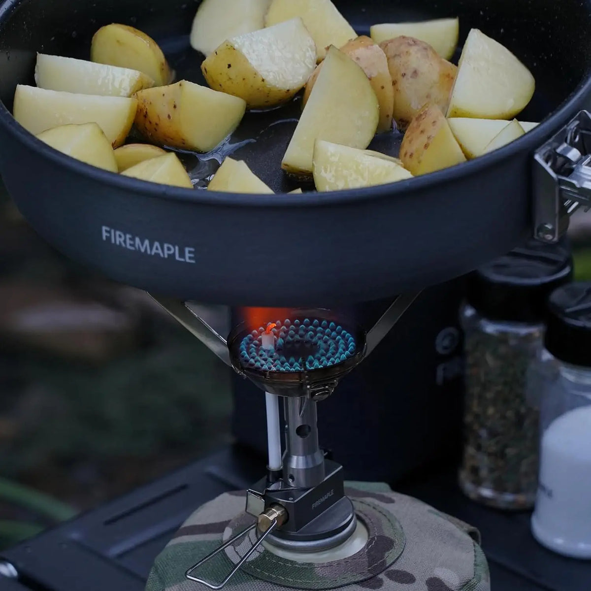 Camping Stove with Piezo Ignition Propane Butane Gas Burner Silver