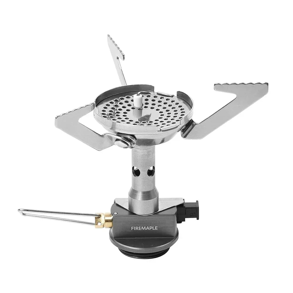 Camping Stove with Piezo Ignition Propane Butane Gas Burner Silver