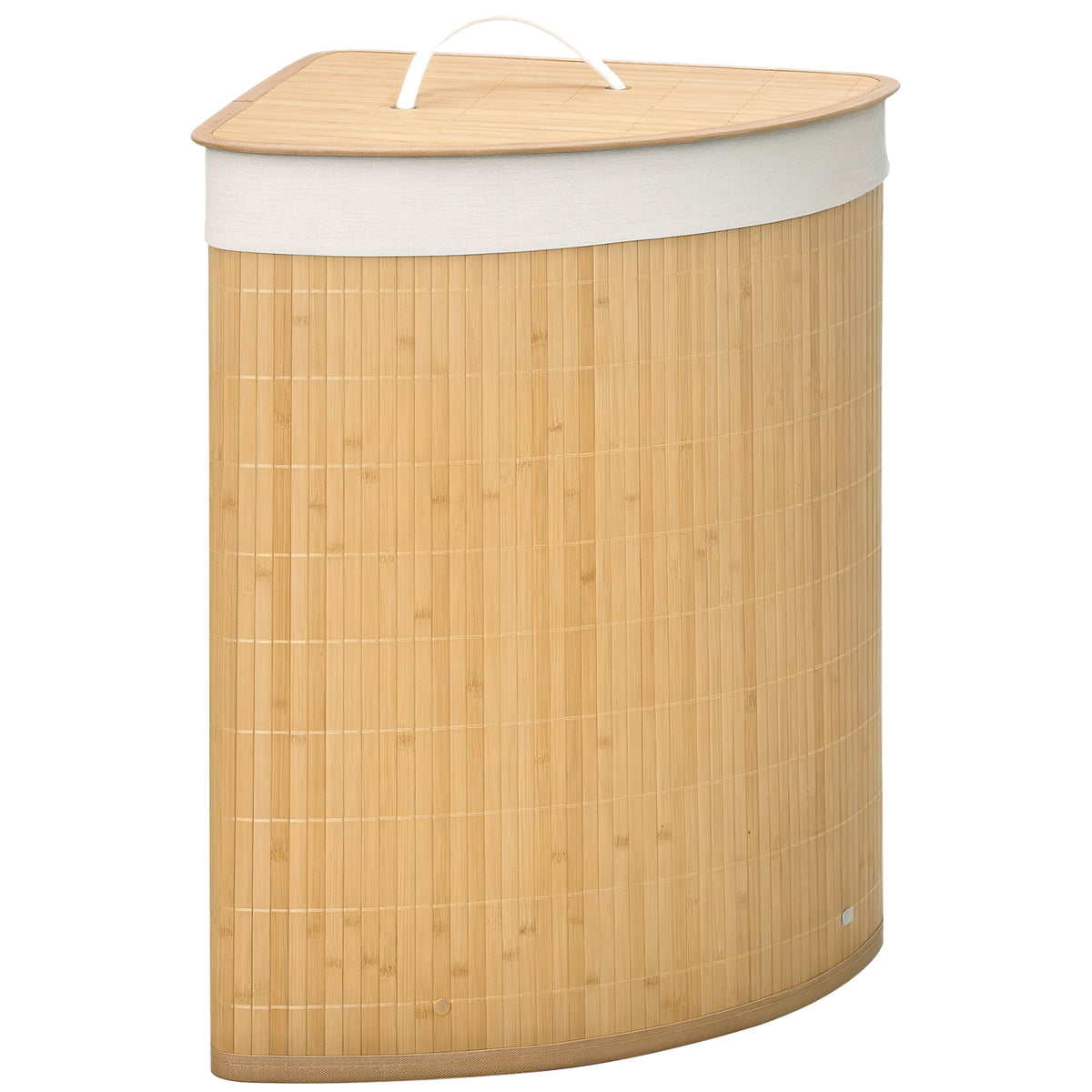 Panier à linge en bambou d'angle 55L avec couvercle et sac amovible 38 x 38 x 57 cm bois naturel