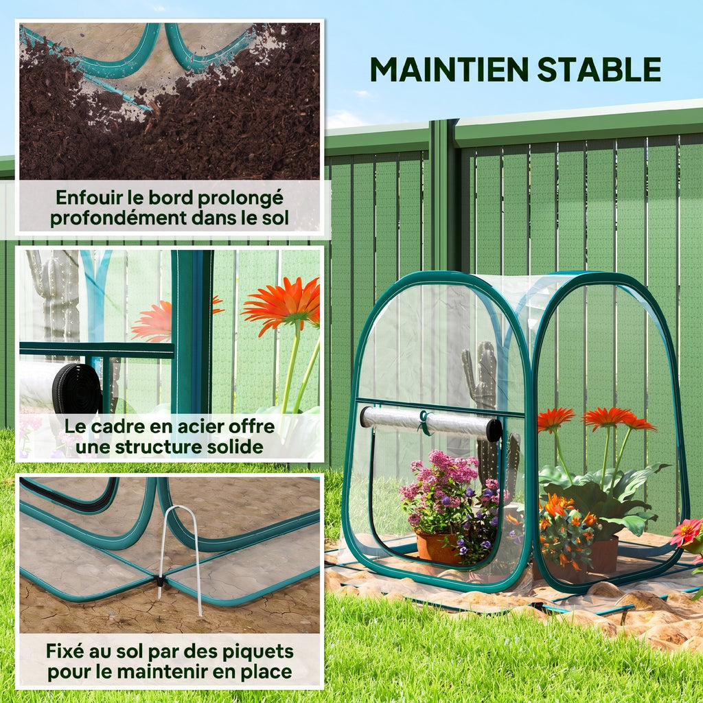 Mini serre de jardin, mini pop up serre en PVC transparent, pour intérieur ou extérieur, pour légume, 70 x 70 x 80 cm