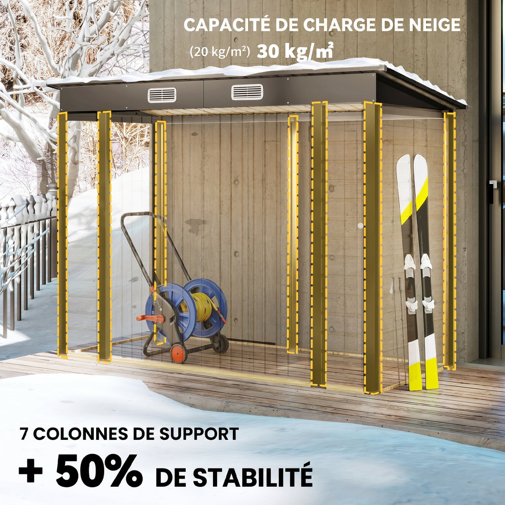 Abri de Jardin en Métal 3 m² Facile à Monter, Cabane de Jardin Structure en Acier Galvanisé Améliorée, Chêne