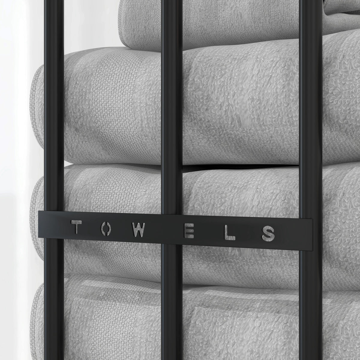 Porte serviettes mural 3 barres en métal noir - peut contenir jusqu'à 6 serviettes, dim. 21l x 12P x 74H cm