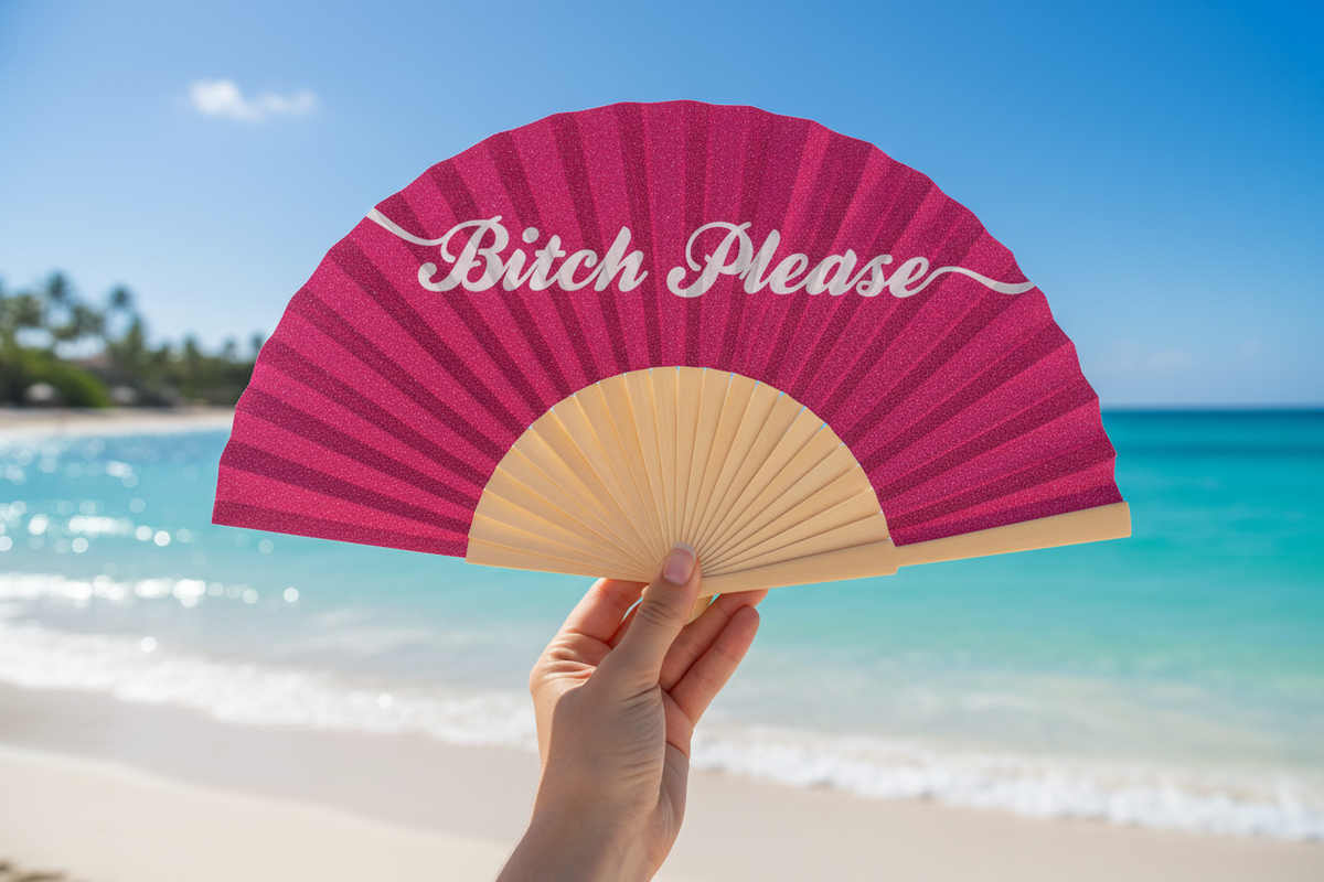 Bitch Please Glitter 23cm fan