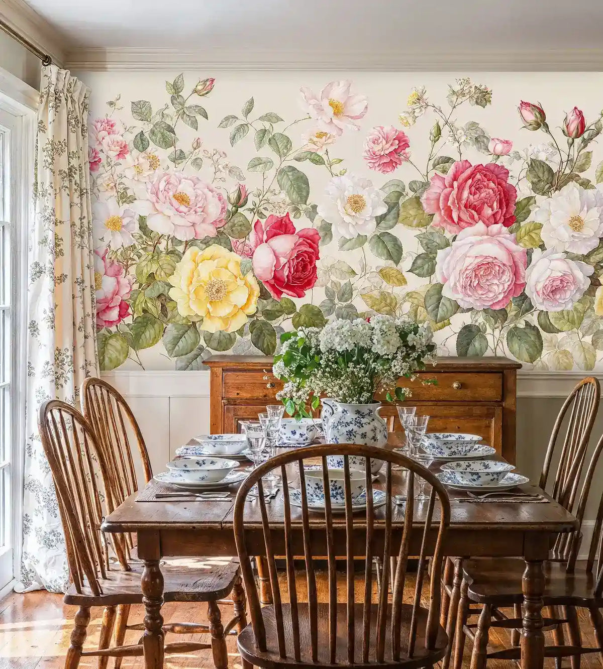 Romantic Rose Garden Wall Mural