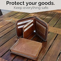 Cartera Zipper de Cuero Camel – Estilo Clásico –