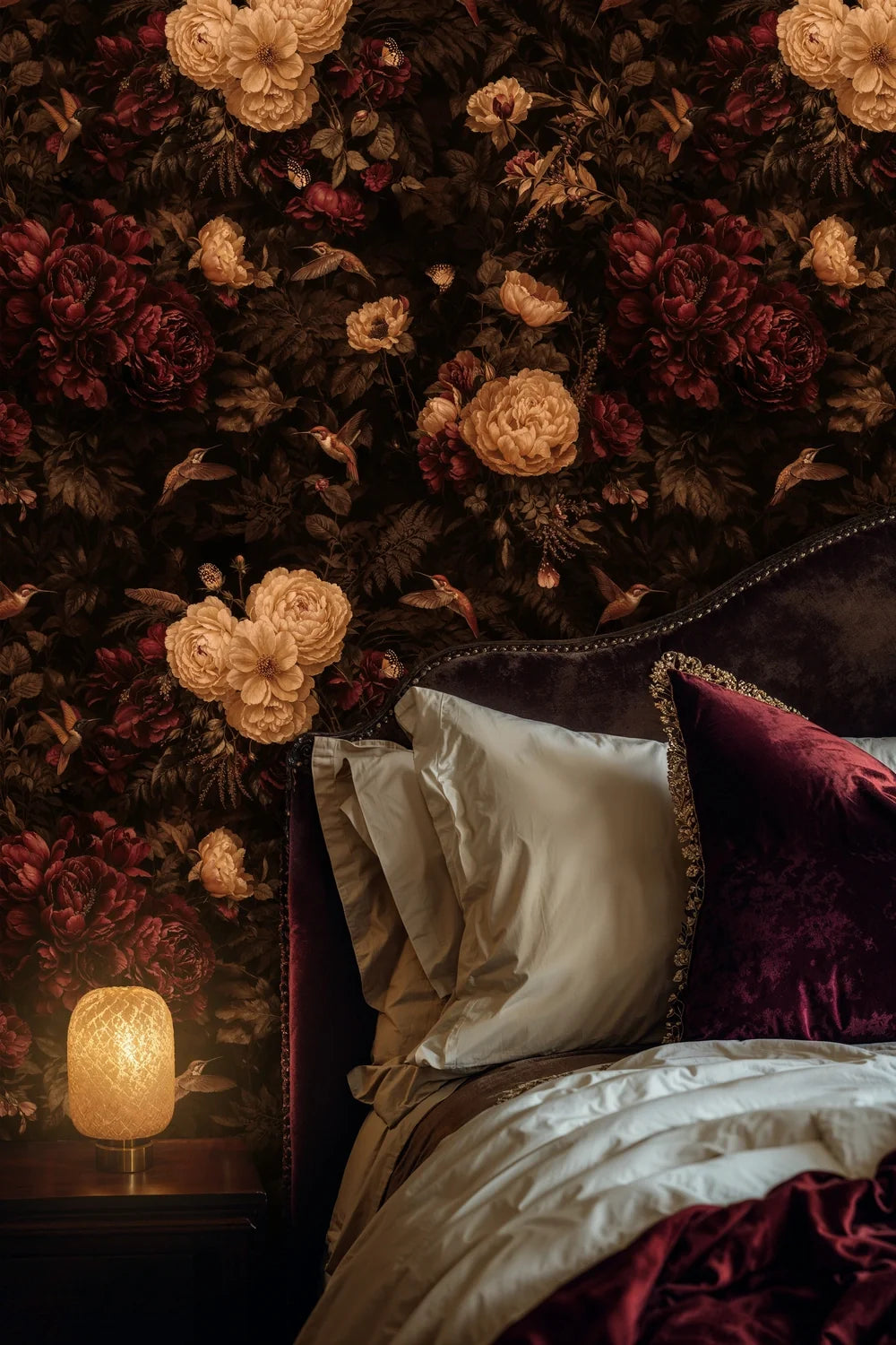 Moody Floral Hummingbird Wallpaper