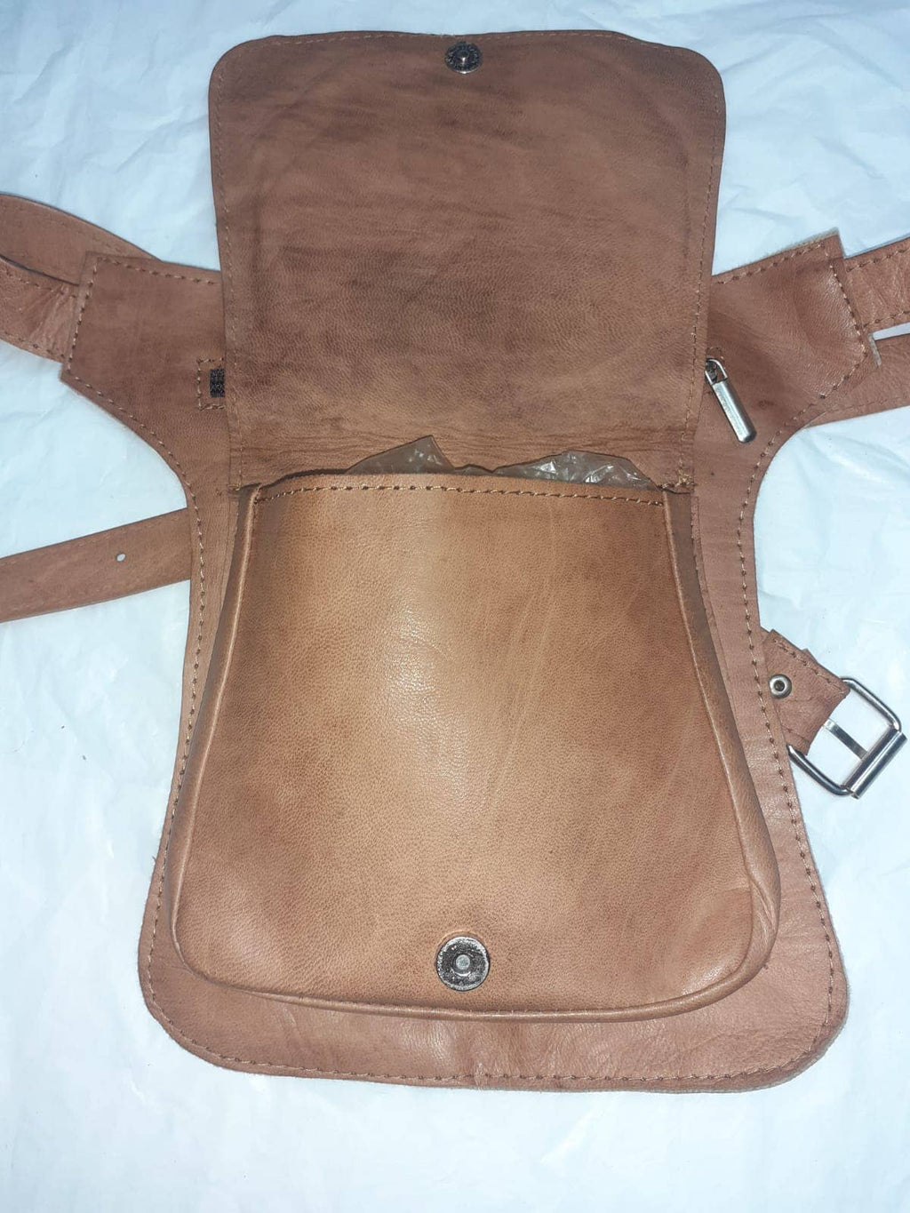 Cartuchera Plana Rosetón — Bolso Pequeño de Cuero Mujer