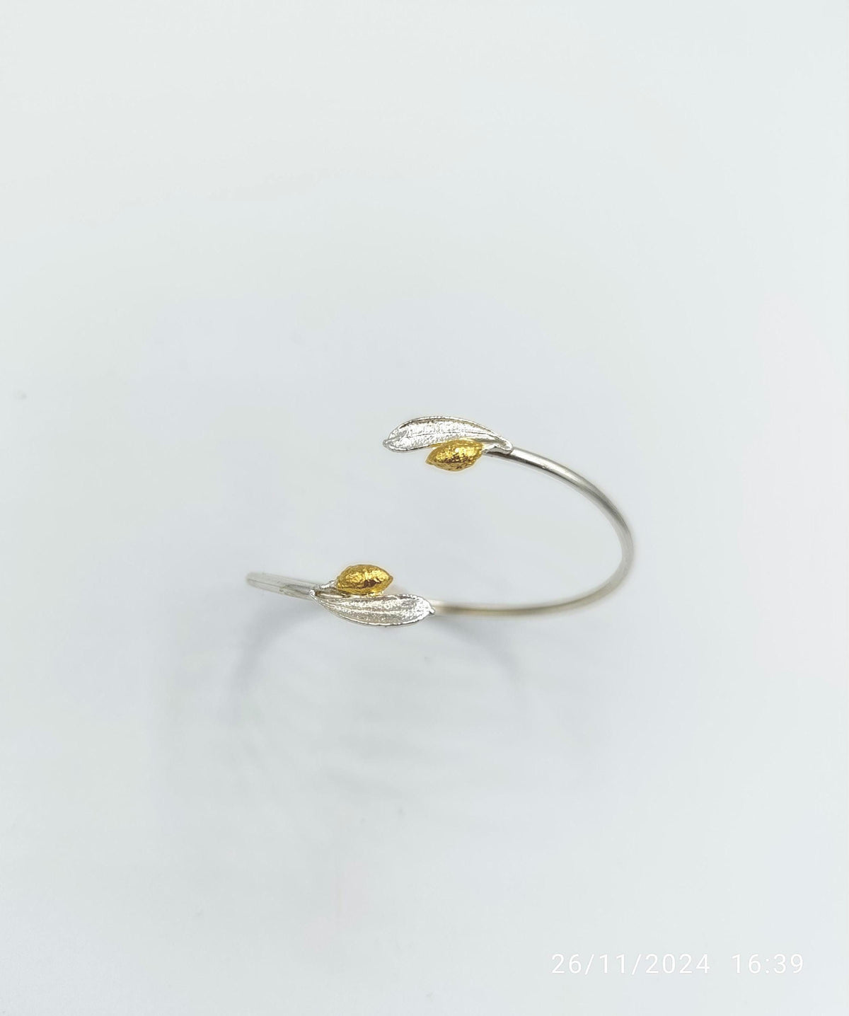 Silver Olive Cuff Bracelet, Sterling Silver 925 Jewelry, Unique Handmade Gift for Women, Birthday Gift for Her, Nature-Inspired Jewelry
