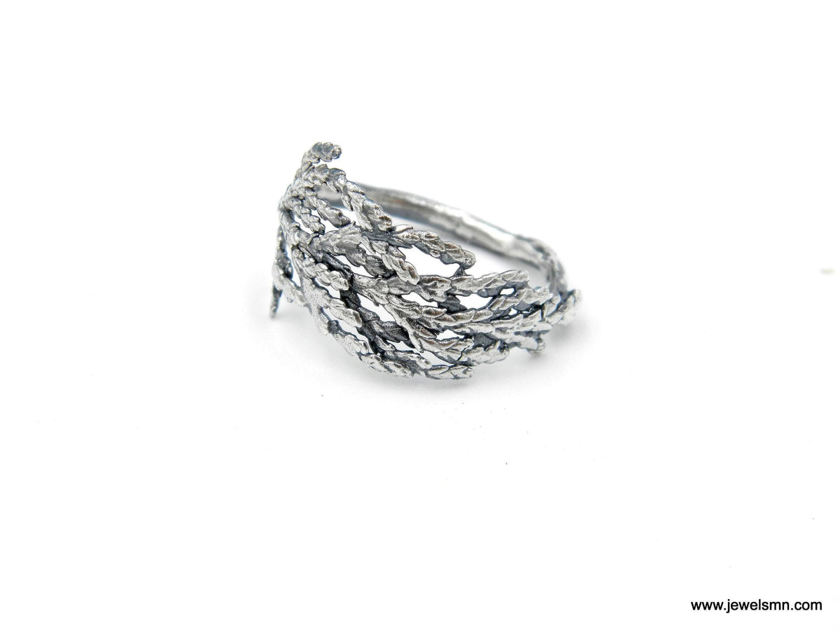 Real Juniper Branch Silver Ring, Handmade Minimalist Jewelry, Organic Forest Band, Gift for Health & Resilience, Sterling Silver 925