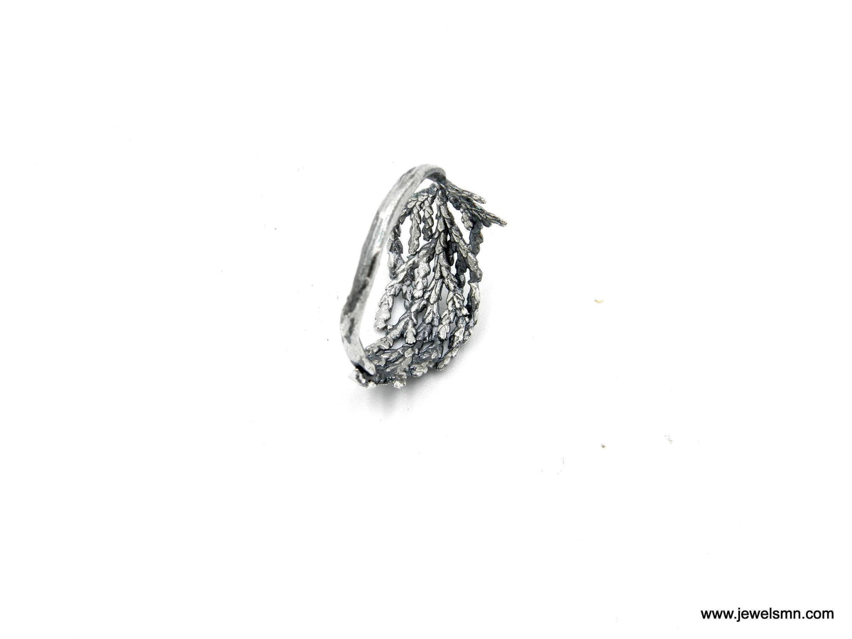 Real Juniper Branch Silver Ring, Handmade Minimalist Jewelry, Organic Forest Band, Gift for Health & Resilience, Sterling Silver 925