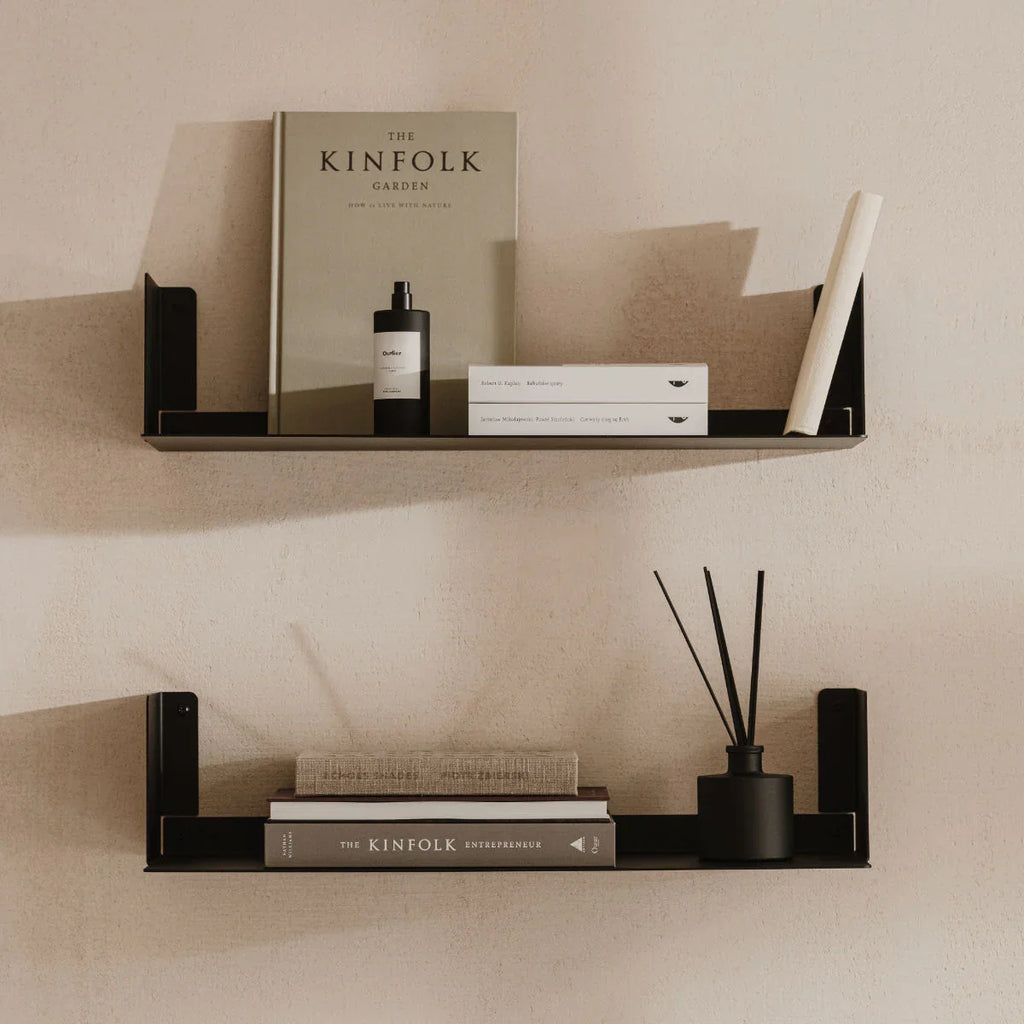 Estantería de pared metálica Bergamo – repisa flotante para libros