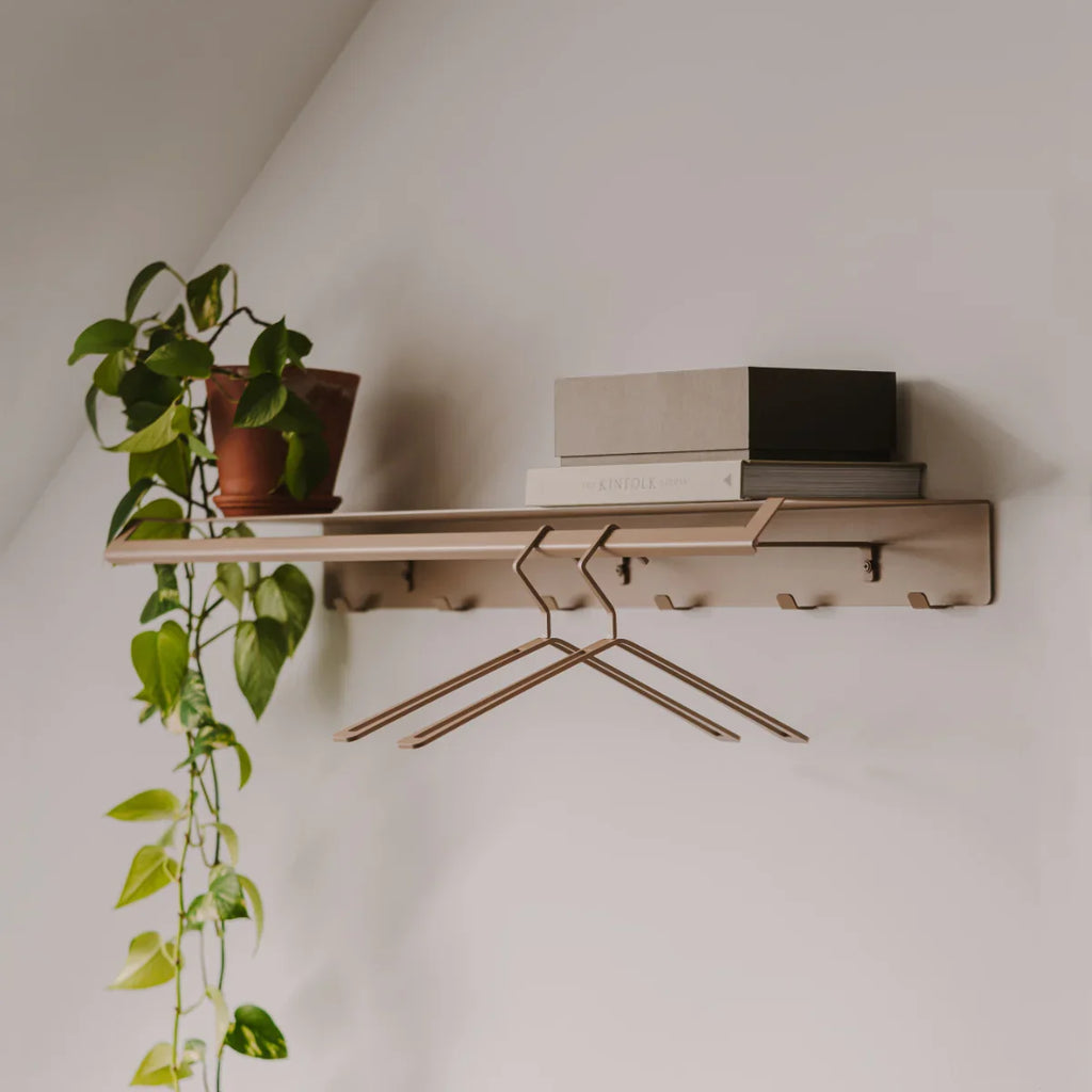Perchero de pared Ibiza – colgador de pared con estante y ganchos