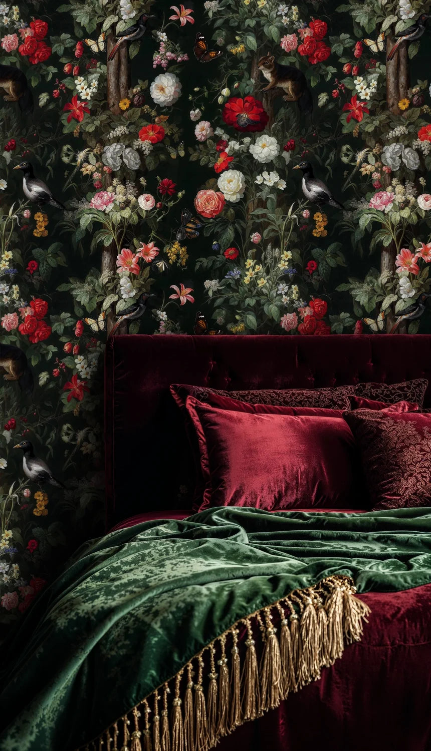 Moody Botanical Wildlife Wallpaper
