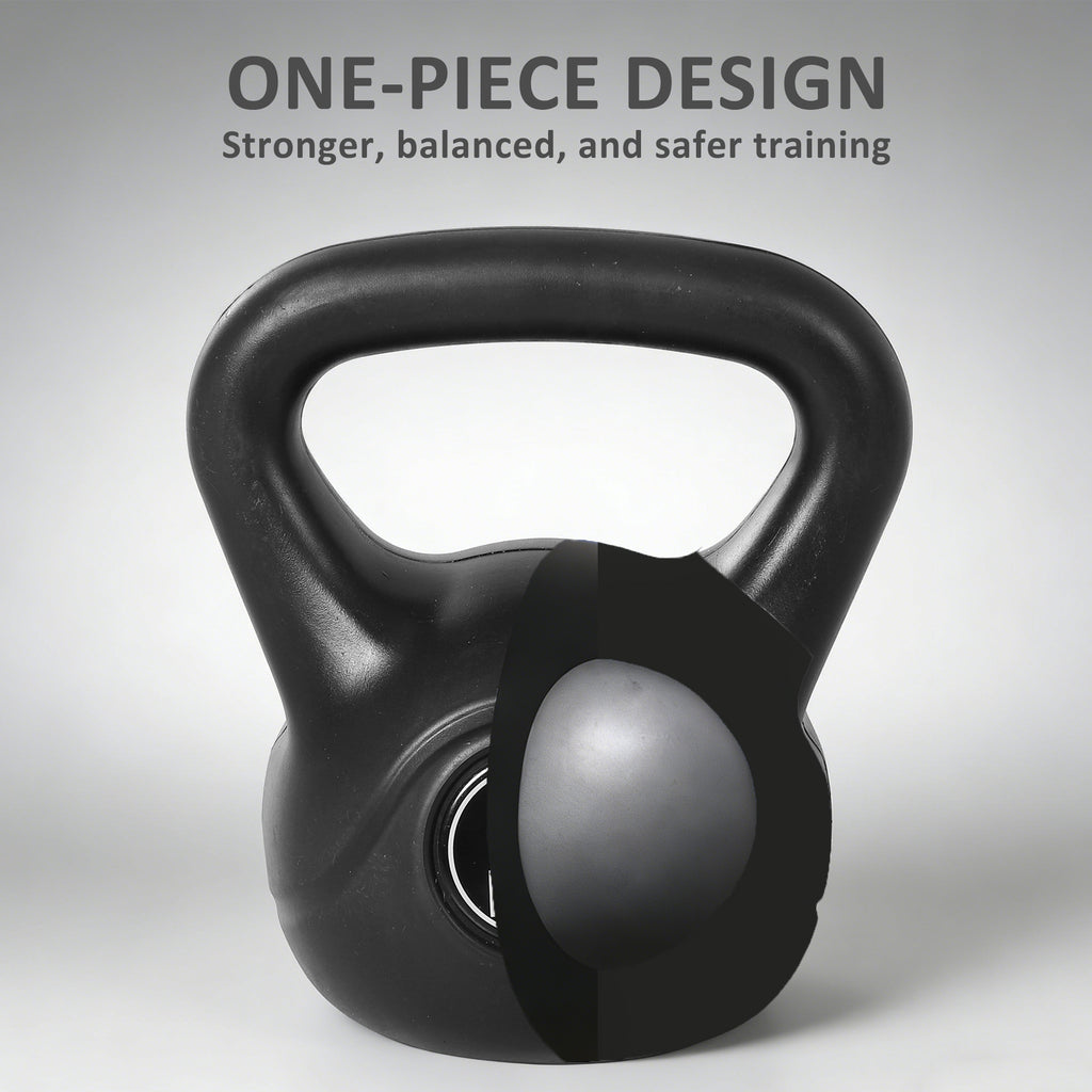 Kettlebell 8 kg, haltère avec poignée ergonomique, haltère à boule, musculation, entraînement, 22 x 17 x 24 cm noir