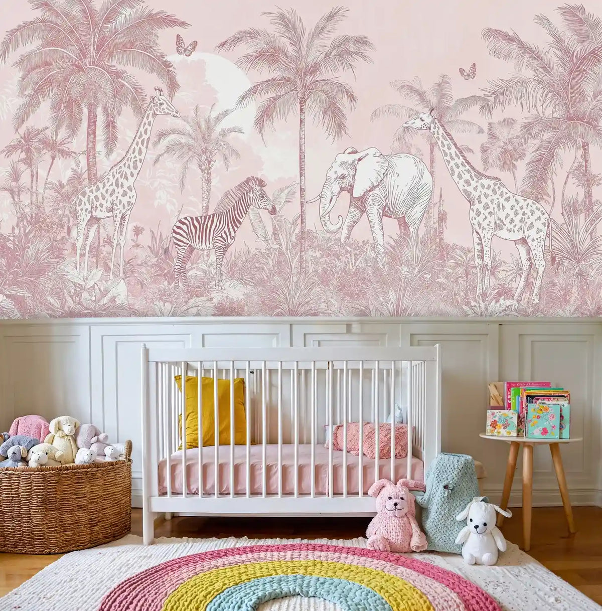 Safari Animals in Tropical Paradise Wall Mural