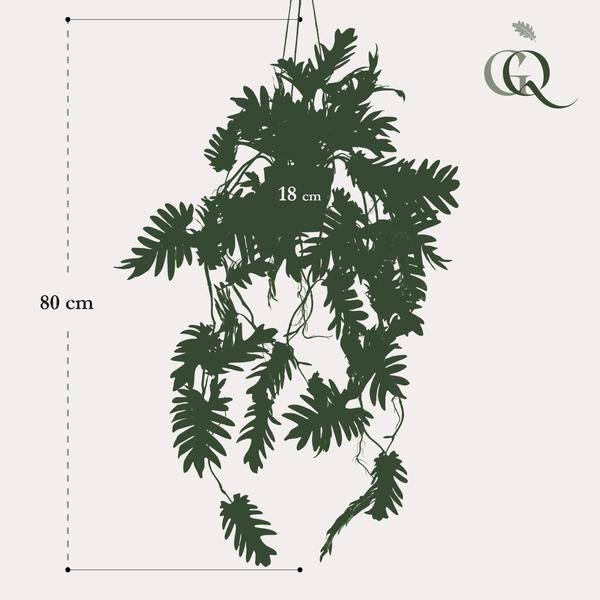 Kunstpflanze Philodendron – Hängepflanze 80cm – Täuschend echt & pflegefrei – Dekorative Kunst – Zimmerpflanze für Wohnzimmer, Büro & kleine Räume