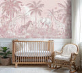 Safari Animals in Tropical Paradise Wall Mural