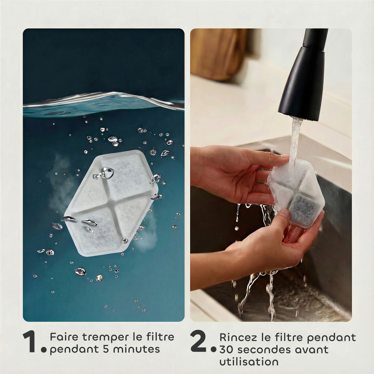 16 pcs Filtre Fontaine Eau Chat, Distributeur d'Eau filtrante pour Chat et Chien, Triple Système de Filtration, Blanc