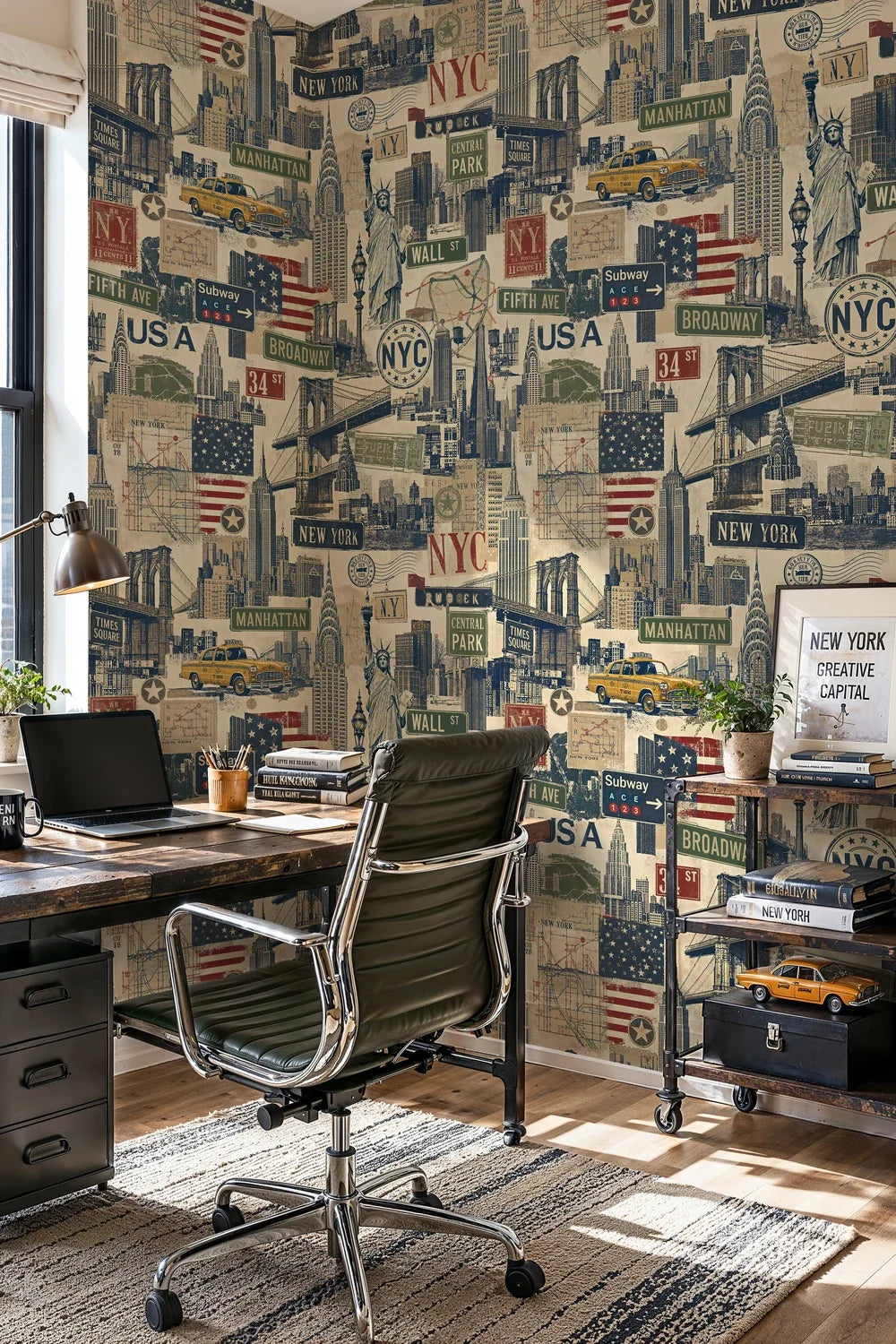 New York City Vintage Collage Wallpaper