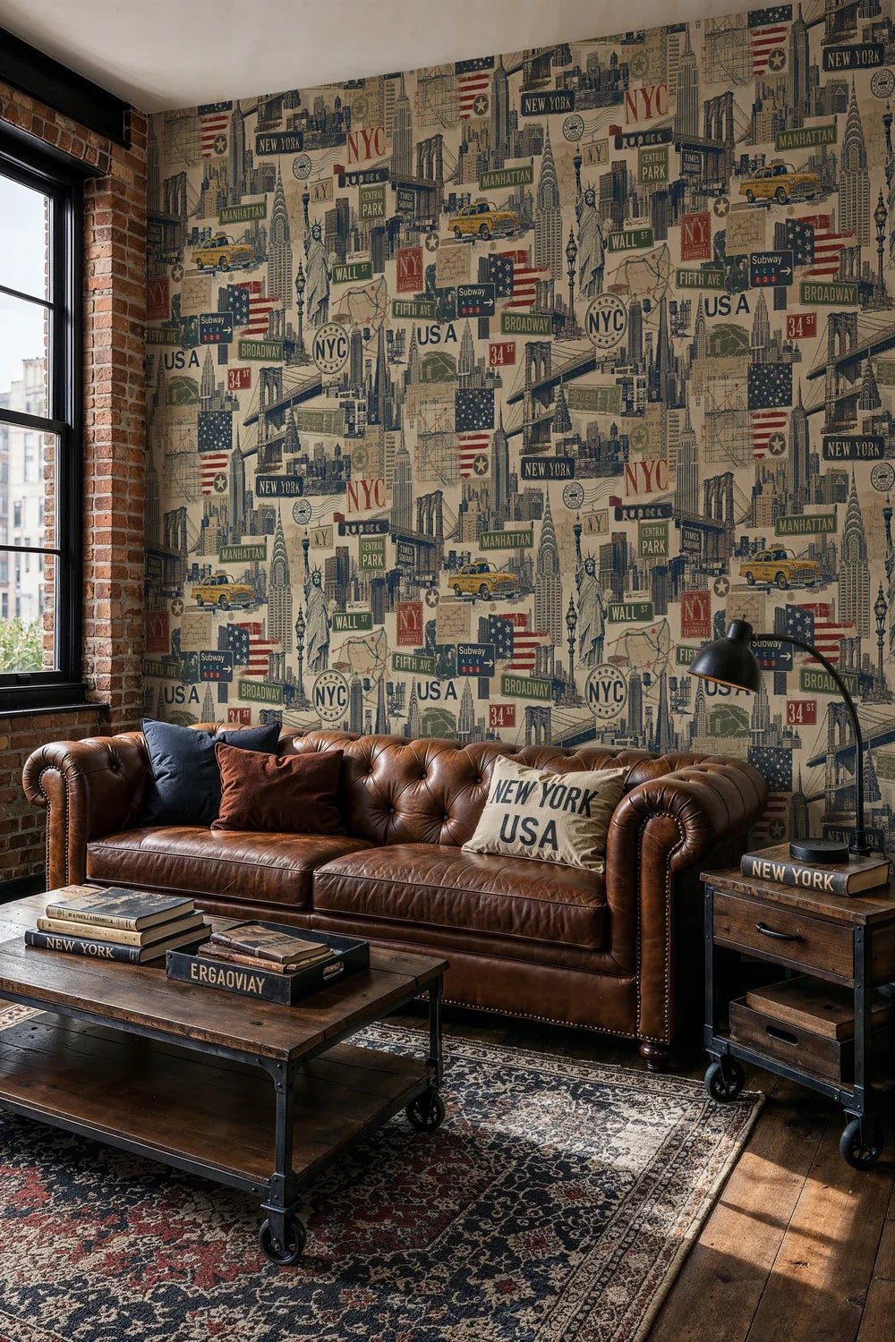 New York City Vintage Collage Wallpaper