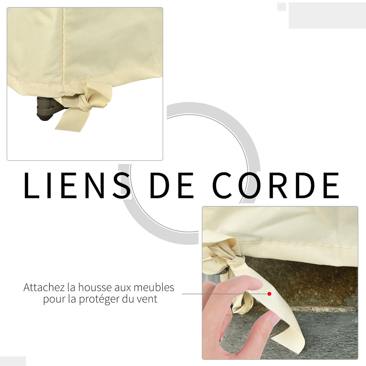 Housse de canapé exterieur étanche, housse de banc de jardin 600D tissu oxford, bache de canapé extérieur pour balcon, terrasse, 140 x 84 x 56/94 cm, beige