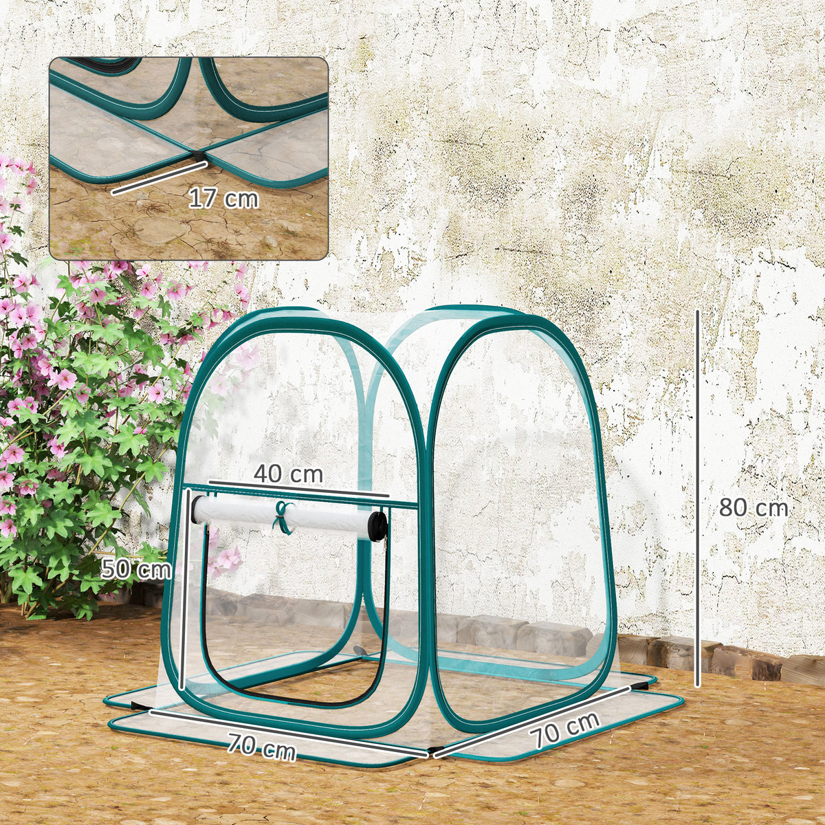 Mini serre de jardin, mini pop up serre en PVC transparent, pour intérieur ou extérieur, pour légume, 70 x 70 x 80 cm