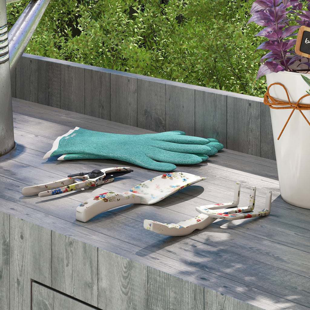 Ensemble d'outils de jardinage 3 pièces en aluminium avec sécateur, truelle de jardin, râteau à main, idéal pour taille